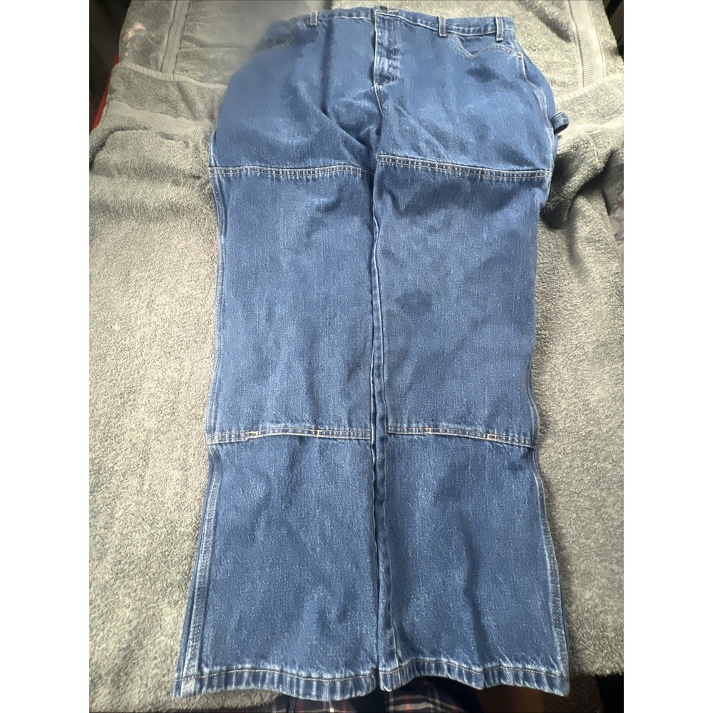 Dickies Men Double Knee Jeans Workwear Cotton Blue Size 42x32  Relaxed Carpenter